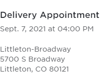 Pickup appointment