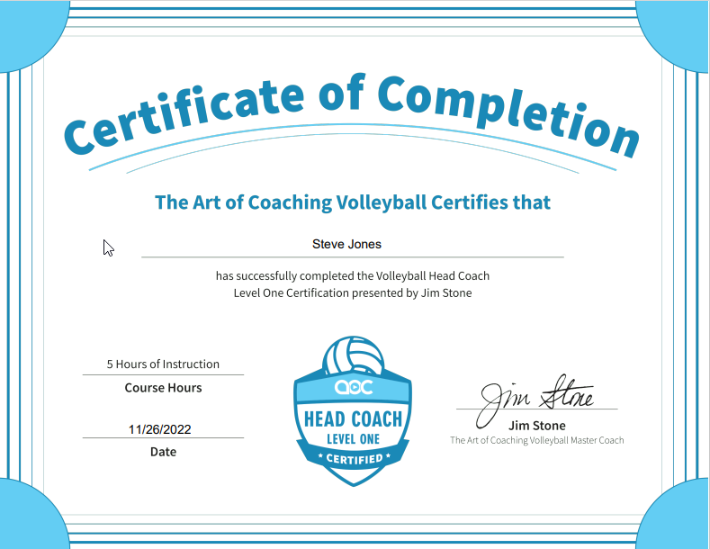 Head Coaching Level 1 Certificate